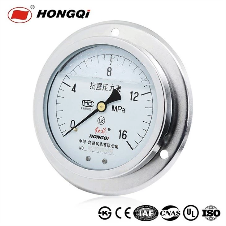 Hongqi YTN-100ZT With Brass Connector Pressure Gauge ,Low Back Mount,100mm (4
